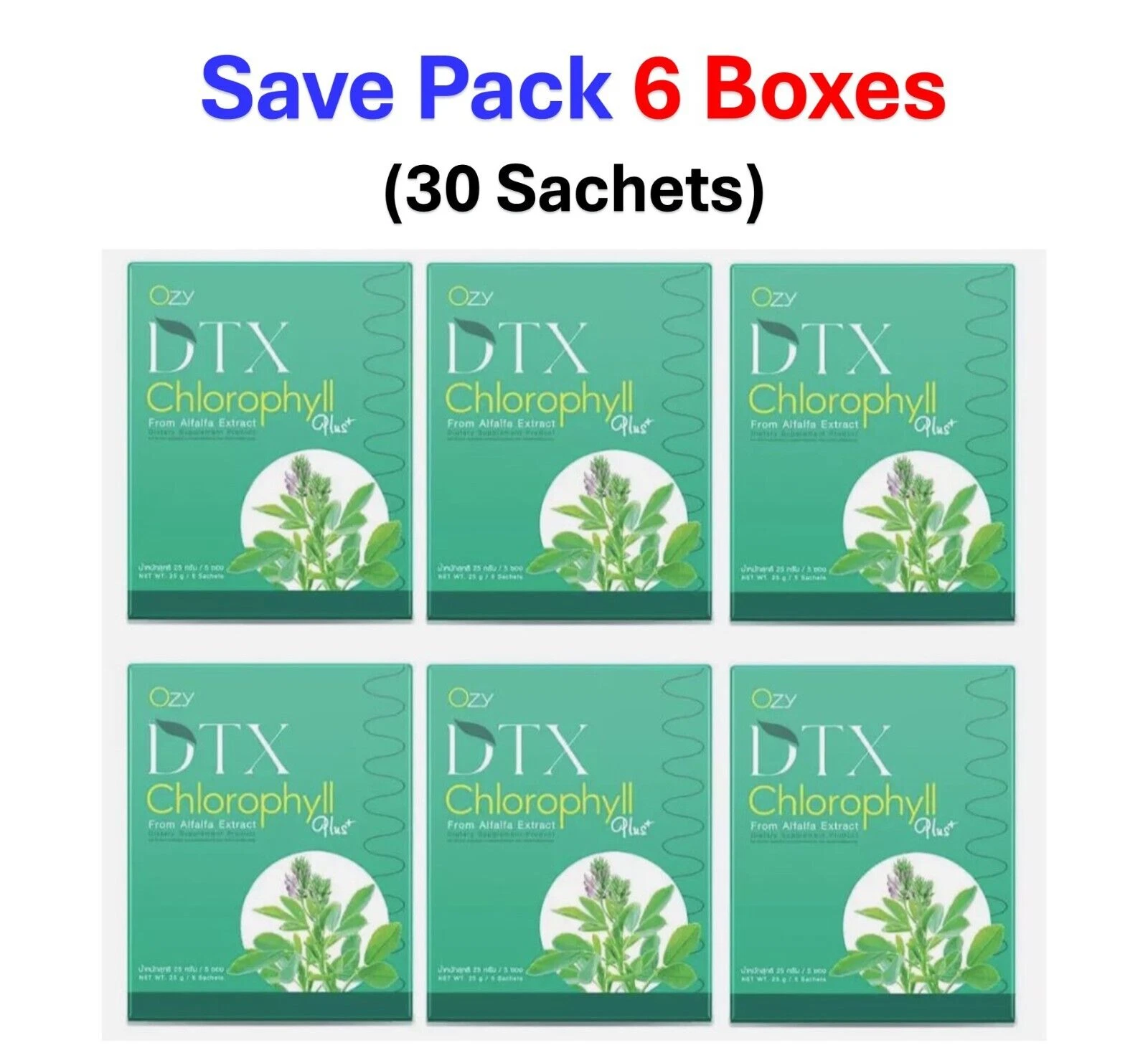 6x Ozy DTX Chlorophyll Plus Fiber from Alfafa Extract Dietary Help Excretion