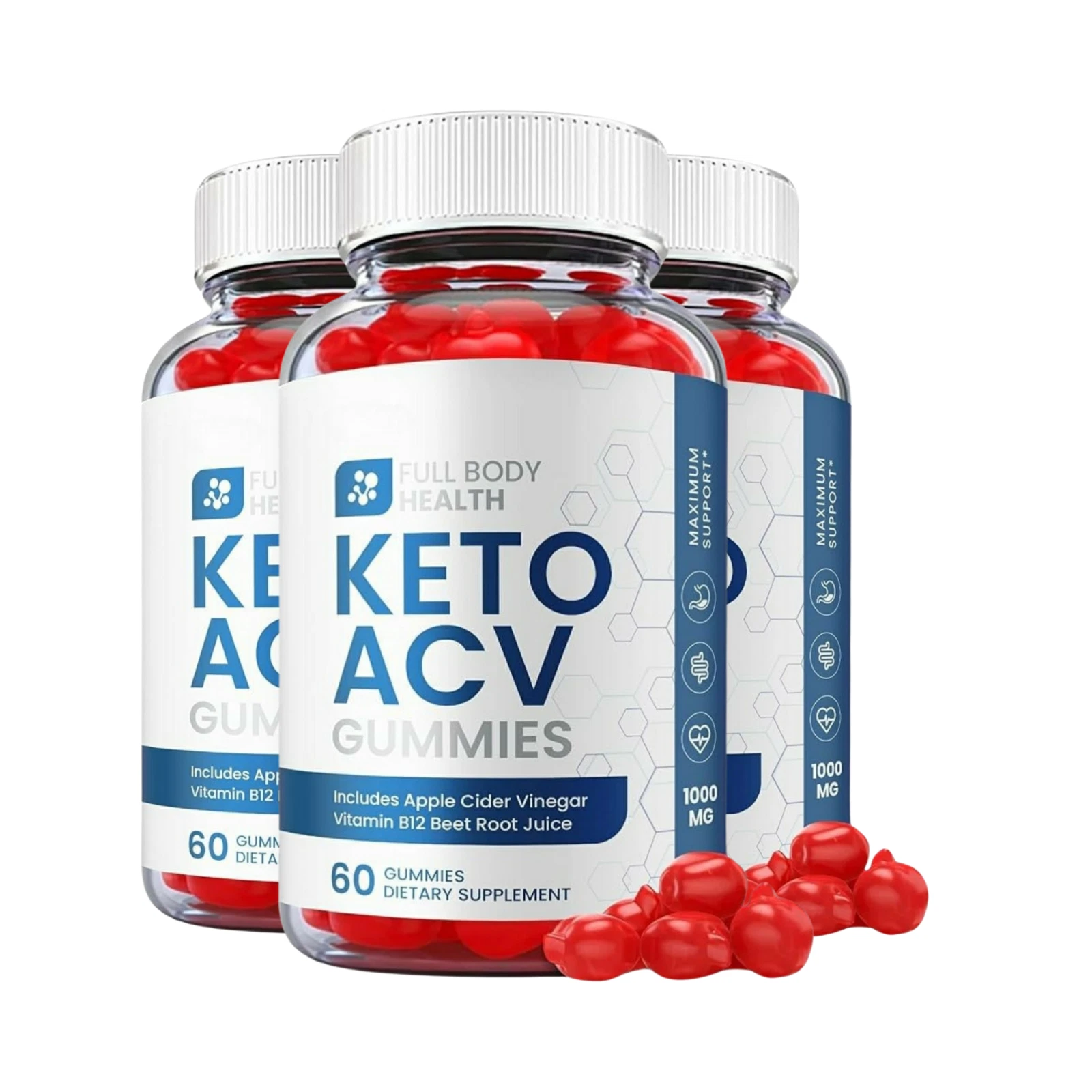 3-Pack Full Body Health Gummies- Full Body Health Keto ACV Gummies - 180 Gummies