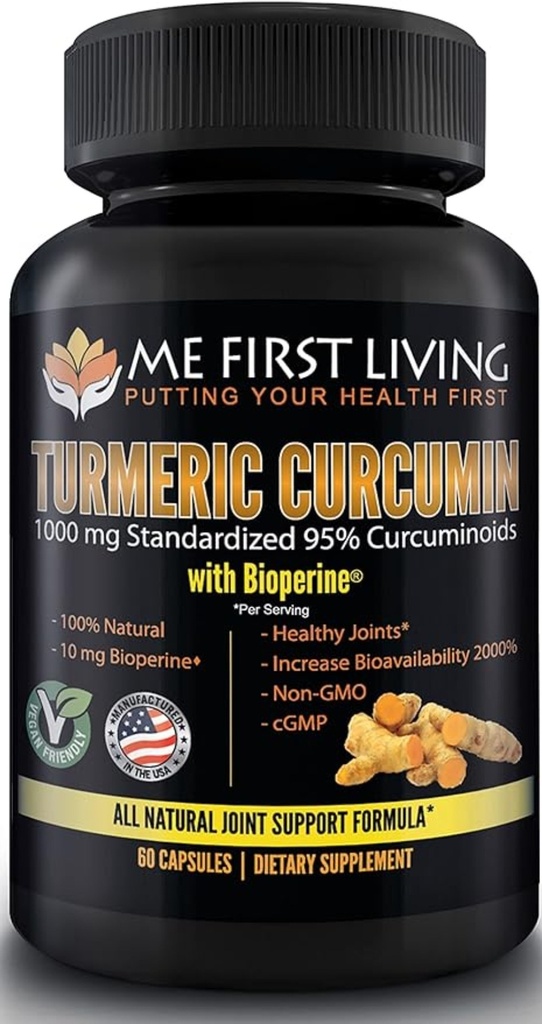 Me First Living Standardized Turmeric 1000 mg 95% Curcuminoids, 10 mg Bioperine
