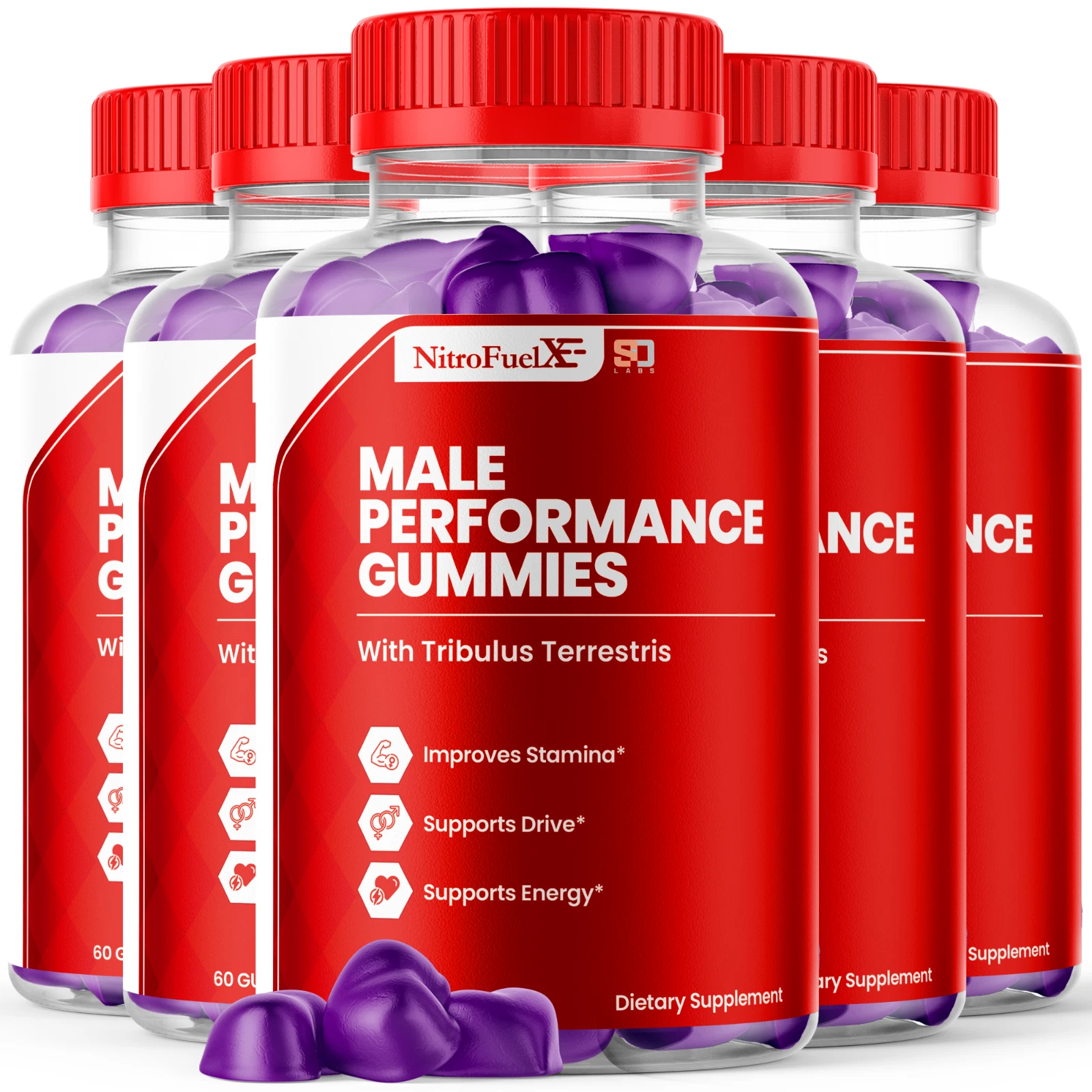 (5 Pack) Nitro Fuel X Gummies For Men Advanced Performance Supplement 300 Gummys