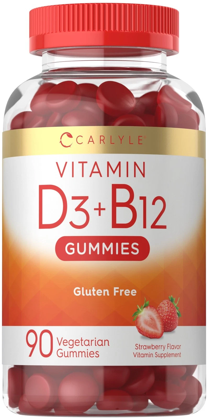 Carlyle Vitamin D3 + B12 Complex Gummies | 90 Count | Vegetarian, Non-GMO, and G