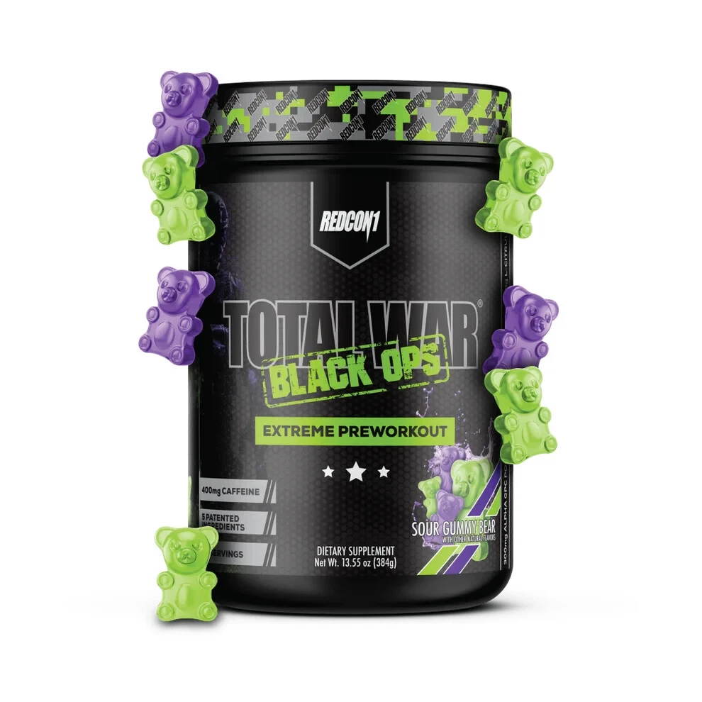 Redcon1 Total War Black OPS 20 Servings Sour Gummy Bear Redcon