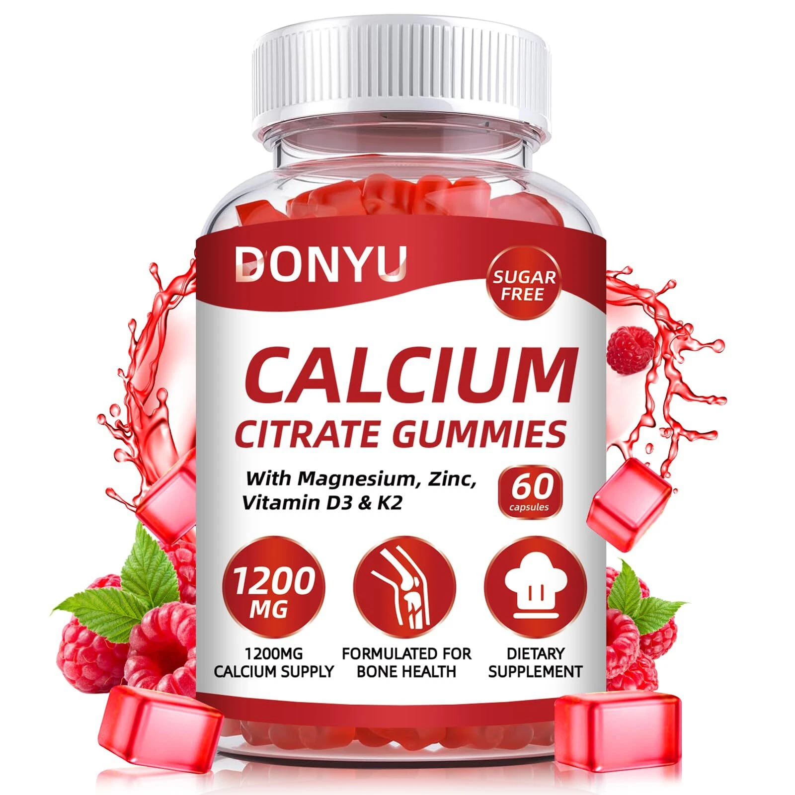Calcium Citrate 1200mg Gummies with Vitamin D3 with Calcium Magnesium Zinc Vi...