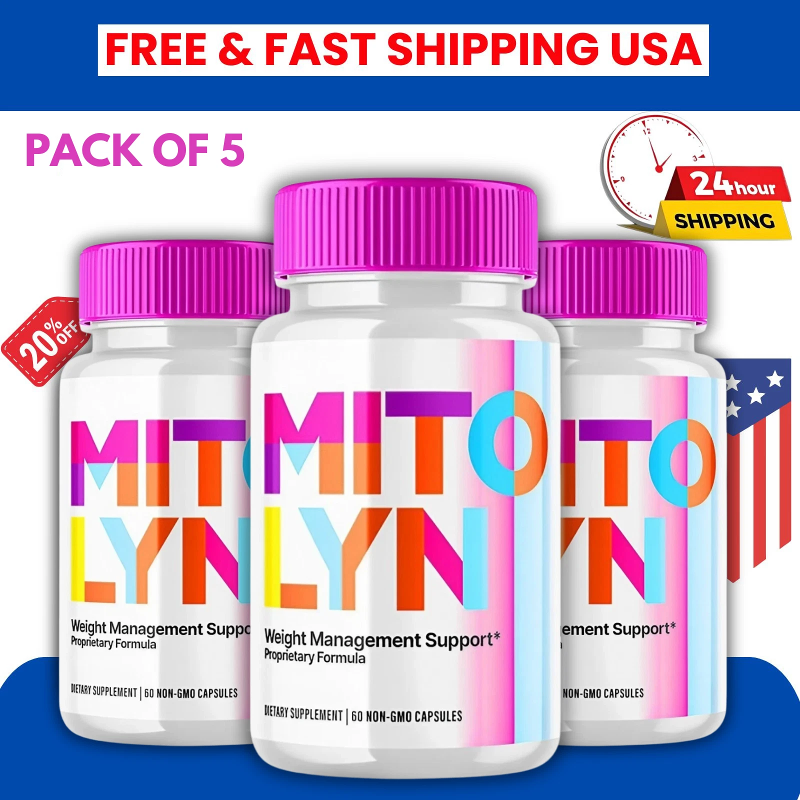 Mitolyn Advanced Weight Loss Support Mito Lyn Maximum Strength -60 capsule-5PC