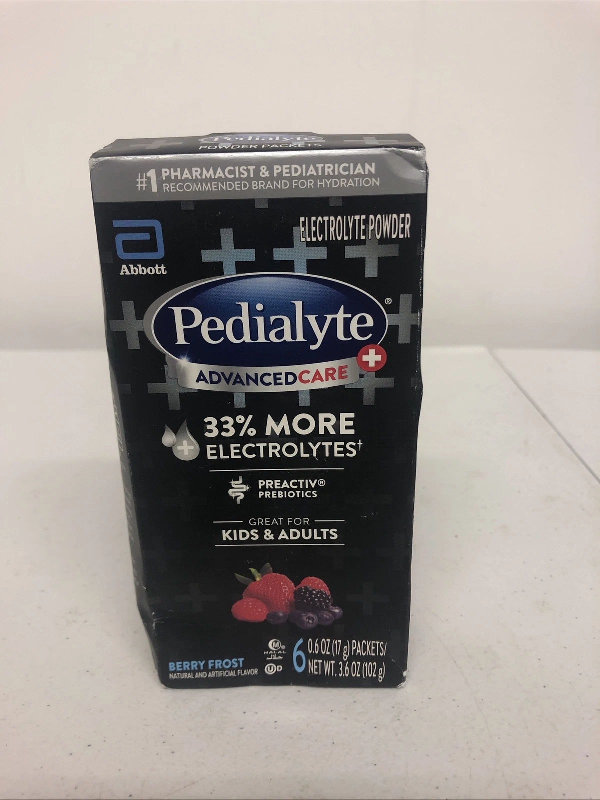 6 Pedialyte Advanced 33% More Electrolytes Packets Berry Frost Adult or Kids