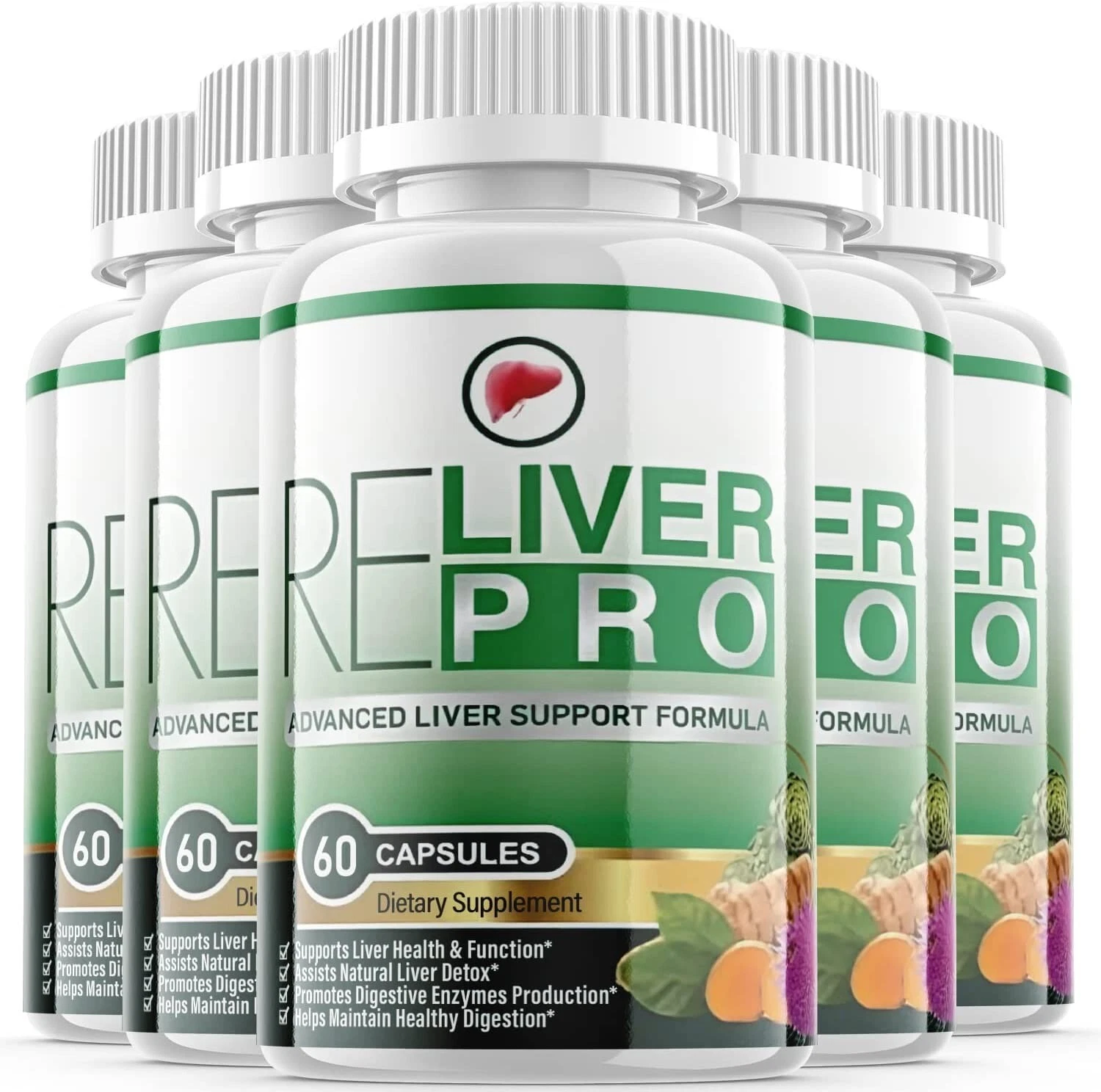 5 Pack - Reliver Pro - Liver Support Supplement, Maximum Strength - 300 Capsules