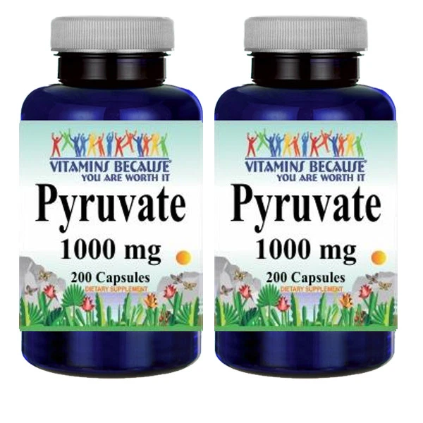 Pyruvate 1000mg 2X200caps (from Calcium) by Vitamins Because
