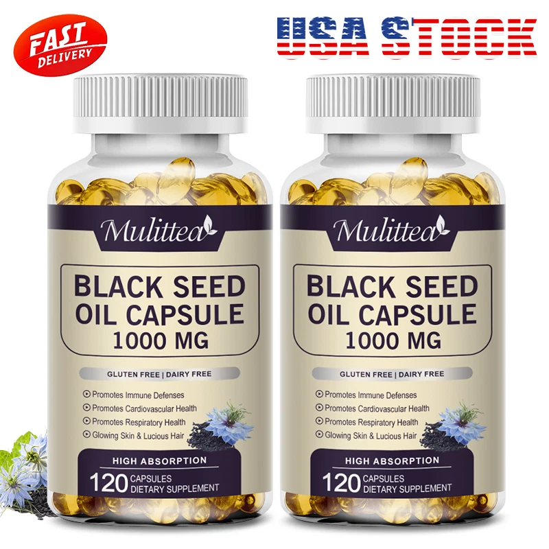 120*2 Black Seed Oil 1000mg Capsules,Premium Cold Pressed Black Seed