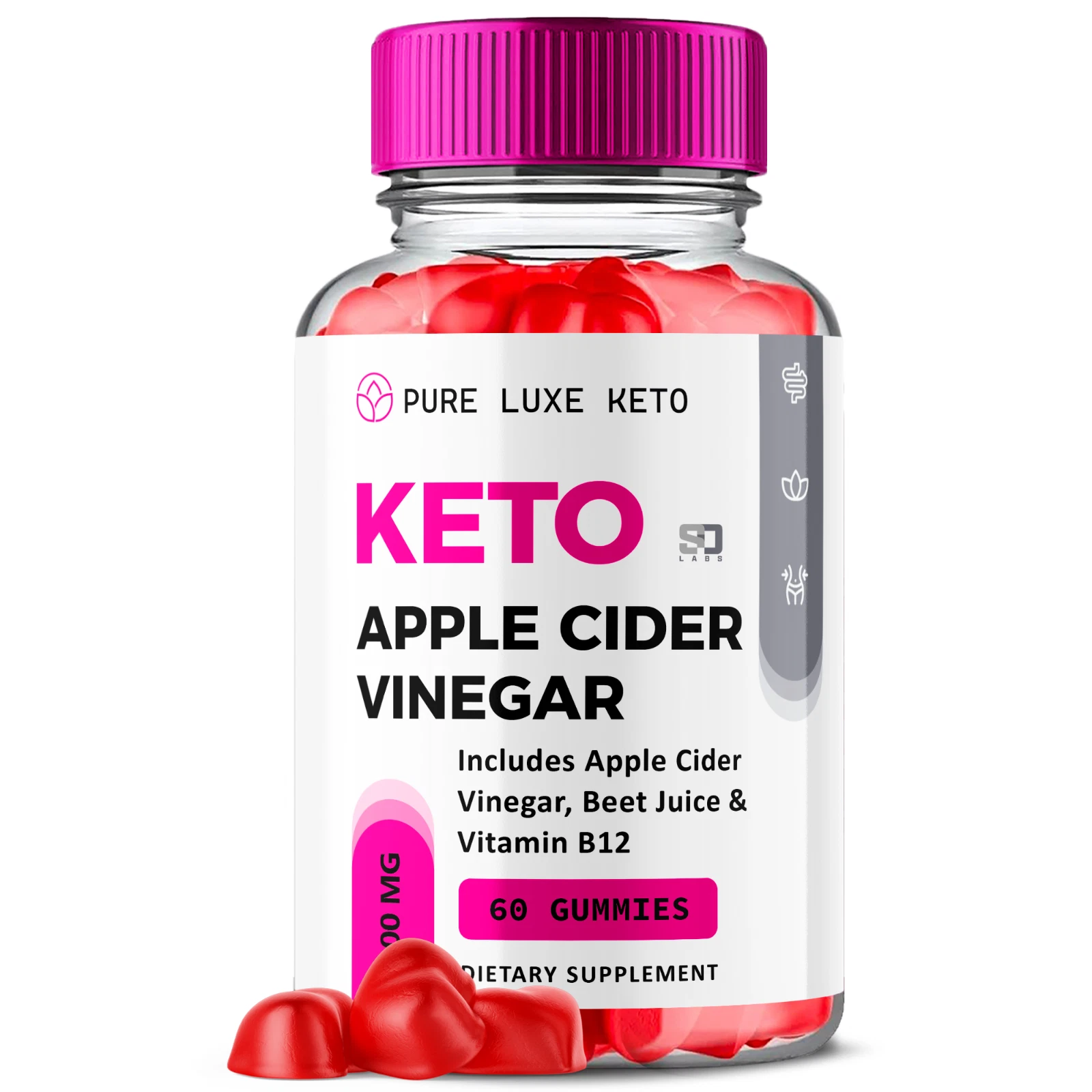 Pure Luxe Keto Gummies, Pure Luxe ACV Keto+ Weight Loss (60 Gummies)