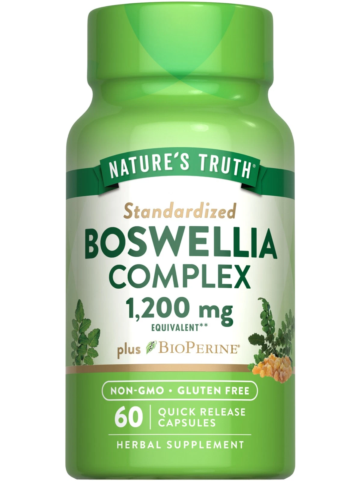 Boswellia Capsules 1200mg | 60 Count | with BioPerine | by Nature's Truth