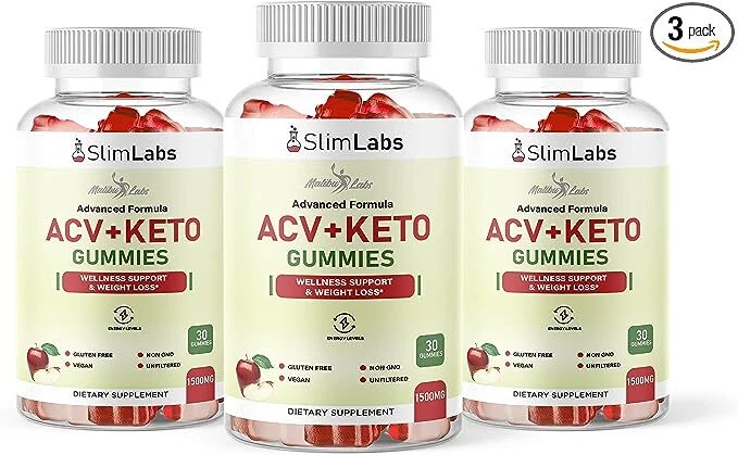 Slim Labs ACV Apple Cider Vinegar Gummies Weight Loss - 1500mg ( 90-Day Supply )