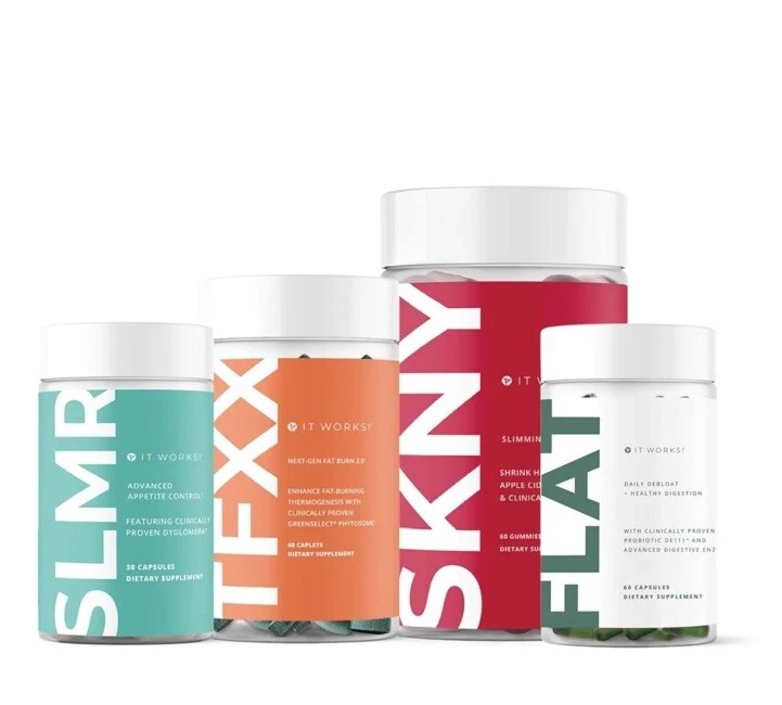 ItWorks!1 SLMR 30 cáp ,1 gomitas SKNY (60 gomitas, 1 TFXX Cap 60, 1 FLAT 60 Cáp.