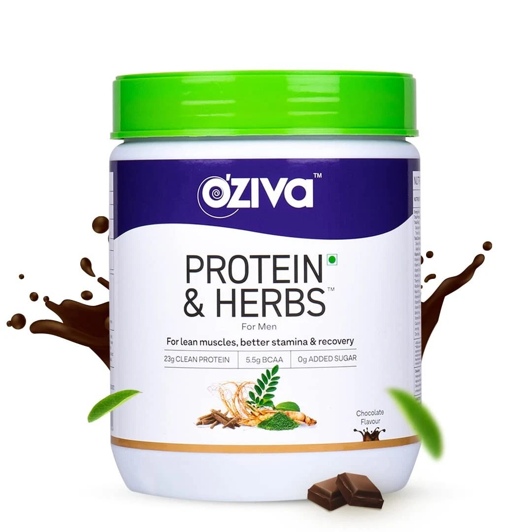 OZiva Protein & Herbs For Men For Muscle Building, Recovery & Stamina 500gm