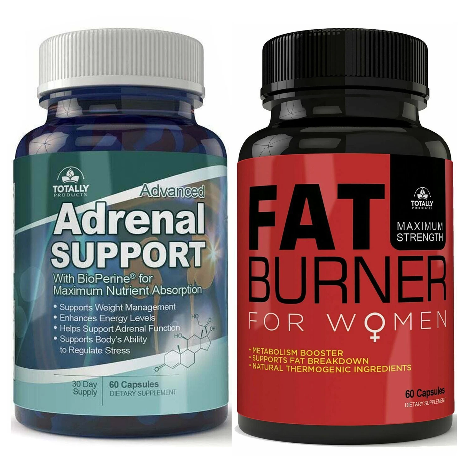 Adrenal Support Weight Loss Supplement Women's Fat Burner Metabolism Boost Pills