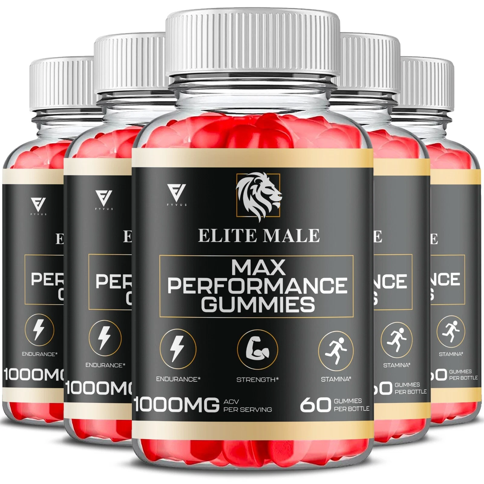 (5 Pack) Elite Male Gummies EliteMale Max Performance Supplement (300 Gummies)