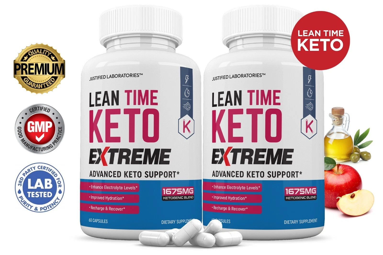 Lean Time Keto ACV Pills Extreme 1675MG New Improved Formula 2 Pack