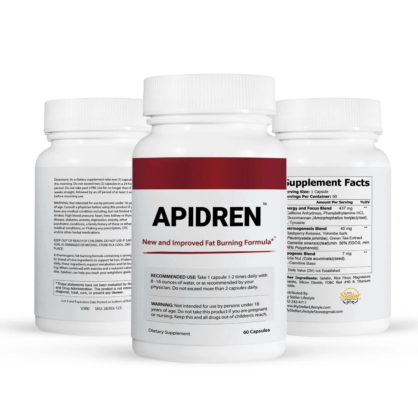 Apidren, formula to help you burn fat - 60 Capsules Free Ship ( Pack of 1 )