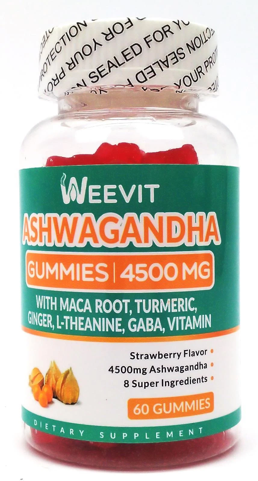 Ashwagandha Gummies 4500mg with Maca Root, Turmeric, L-theanine 60 Count