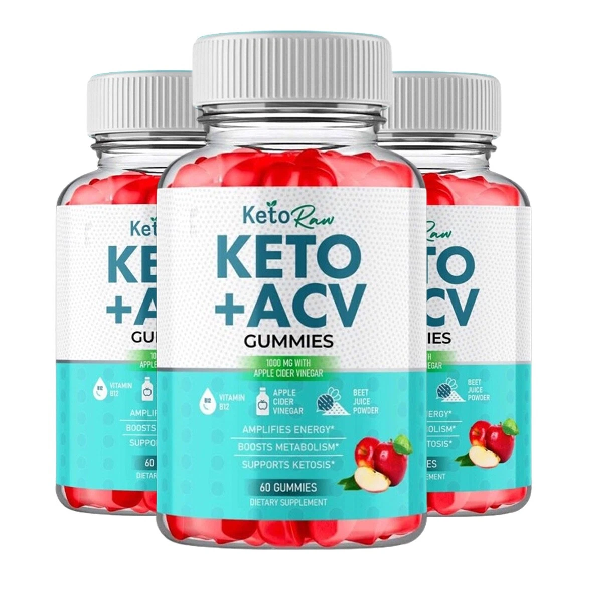 3-Pack Keto Raw ACV Gummies, KetoRaw Weight Loss Supplement - 180 Gummies