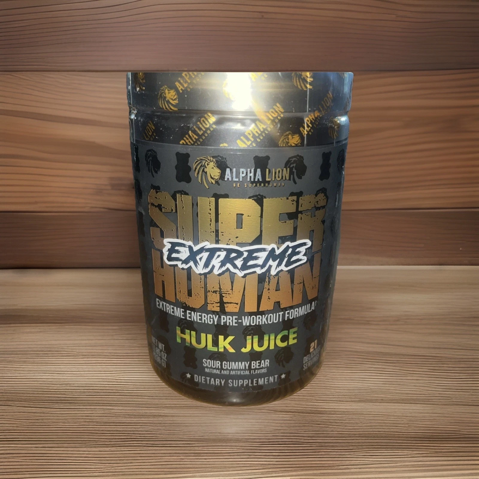 ALPHA LION Superhuman Extreme Energy Pre-Workout Hulk Juice Sour Gummy Bear