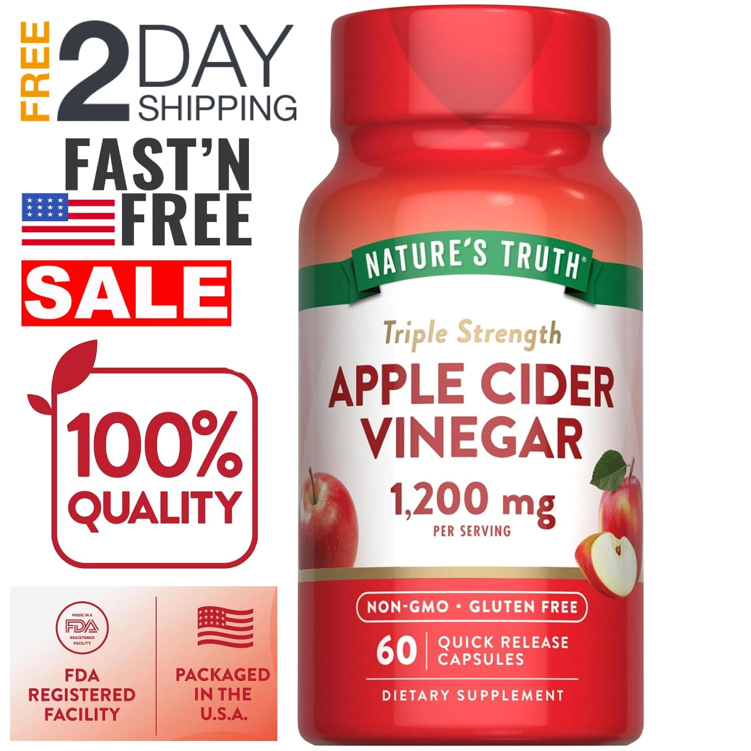 Vinagre De Manzana En 60 Capsulas Para Bajar De Peso 1200mg Suplemento Mujer