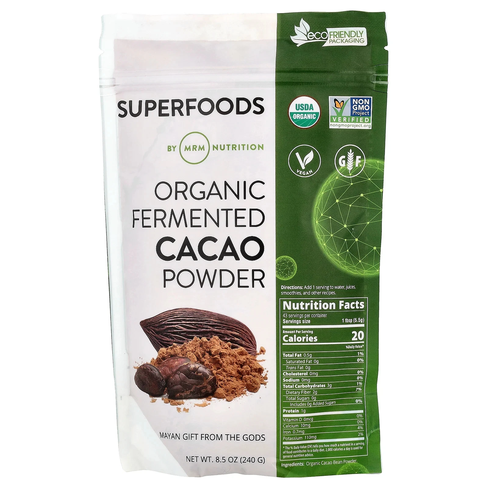 Organic Fermented Cacao Powder, 8.5 oz (240 g)