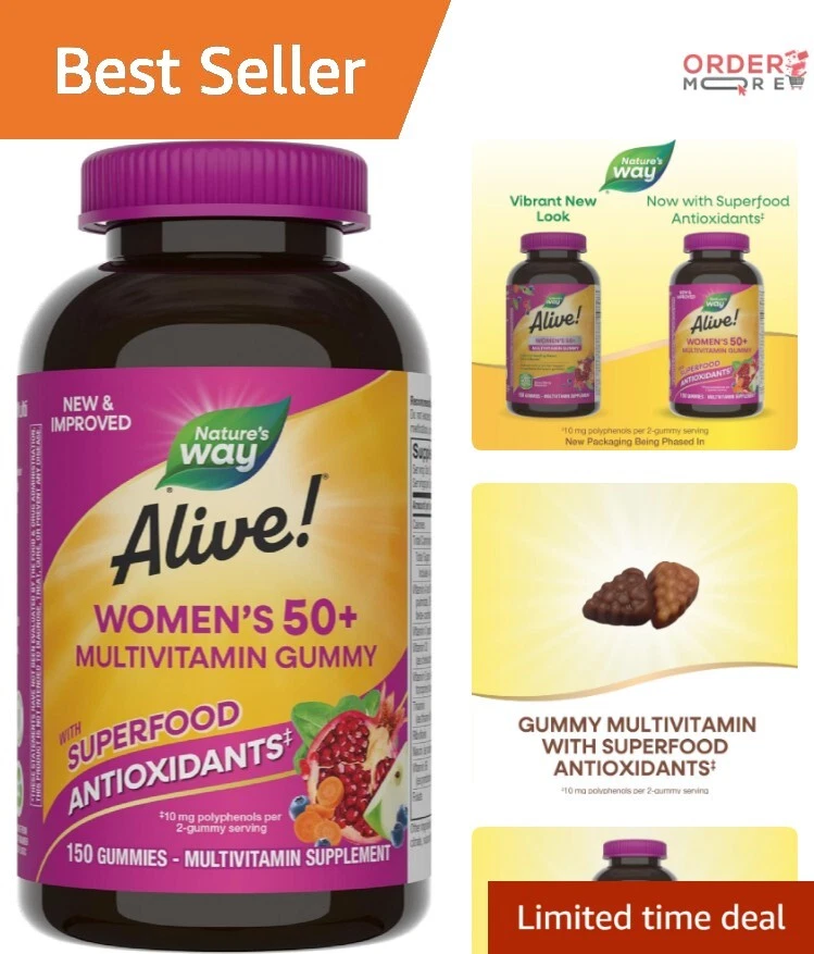 Alive Women's 50+ Daily Gummy Multivitamins - Support Heart & Brain Health!