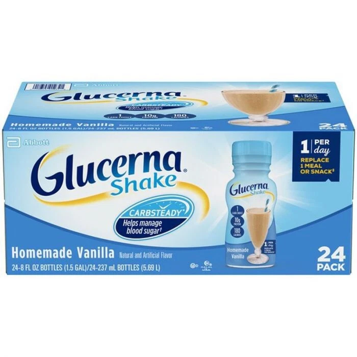 :.Glucerna Shake, Homemade Vanilla •• 8-fl-oz, •• Pack of 24 Bottles.: