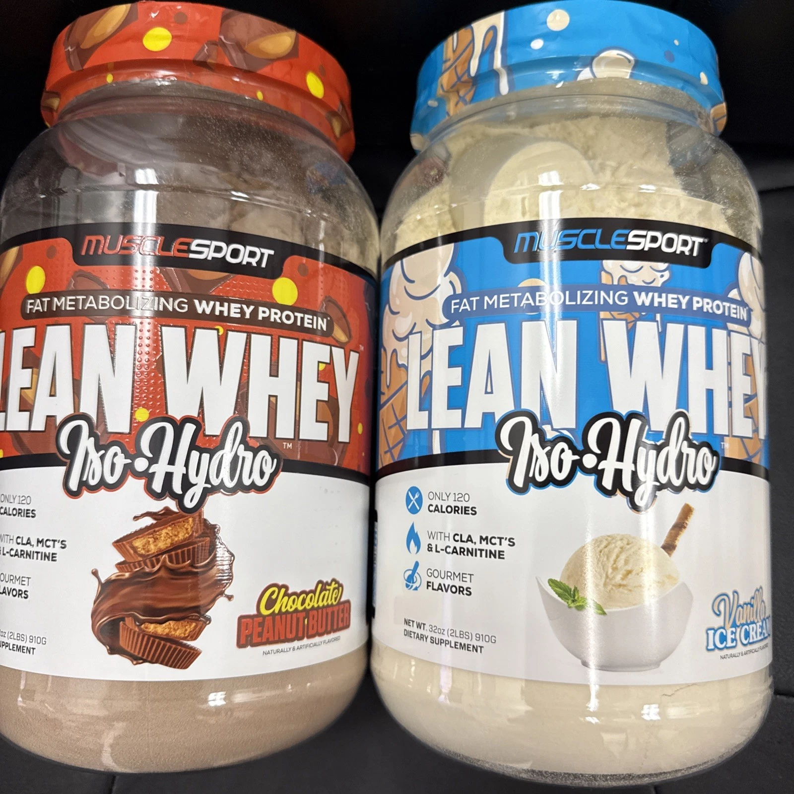 MuscleSport Lean Whey, Iso-Hydro, (Choose Flavor) One Tub Each