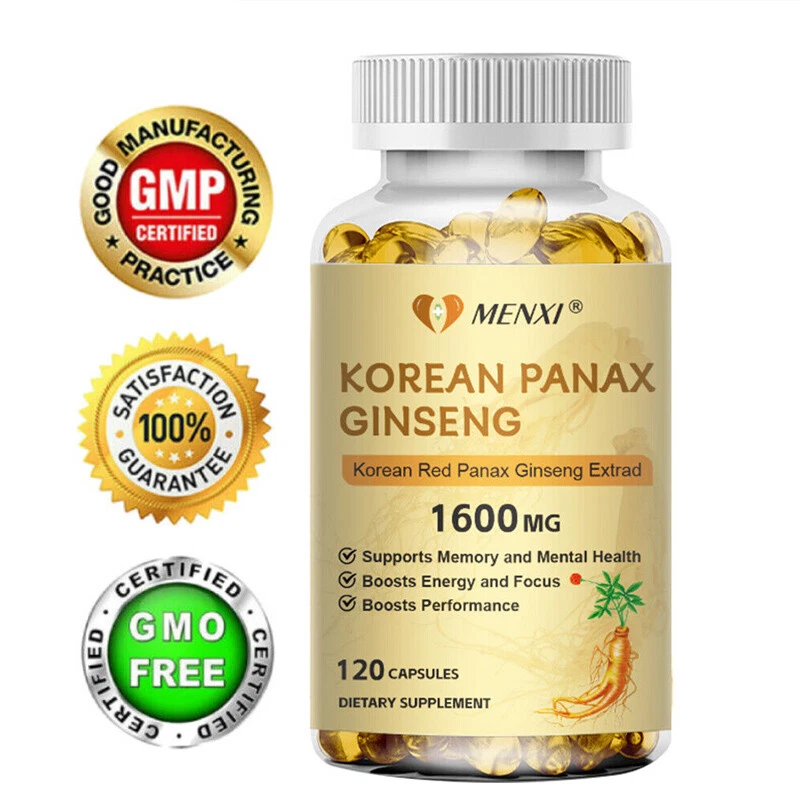 Korean Red Panax Ginseng 1600mg - 120 Capsules - High Strength Ginsenosides
