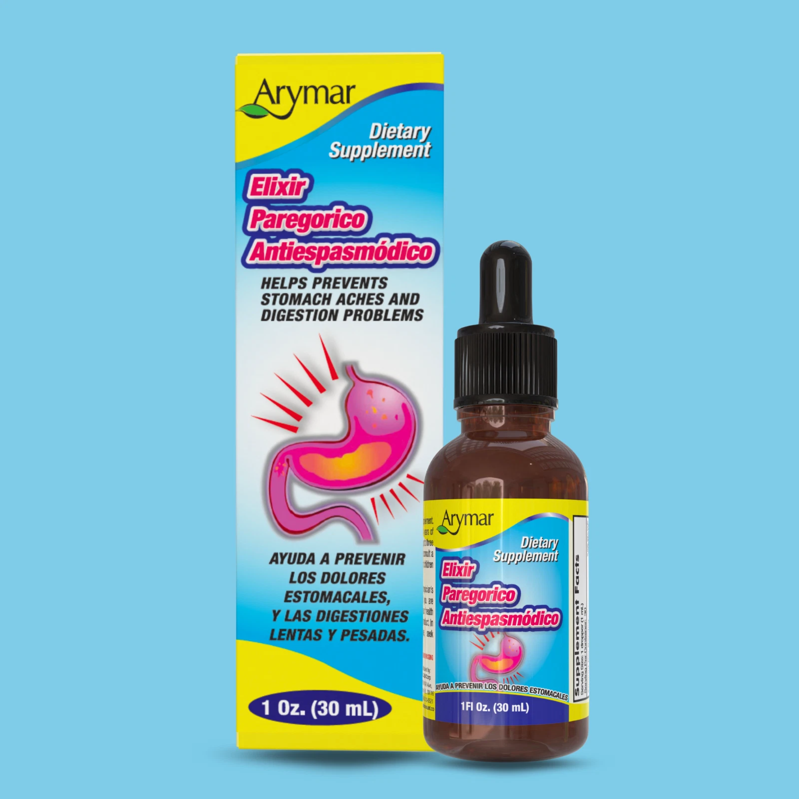 Arymar - Elixir Paregorico görcsoldó, emésztéstámasz, 1 fl oz