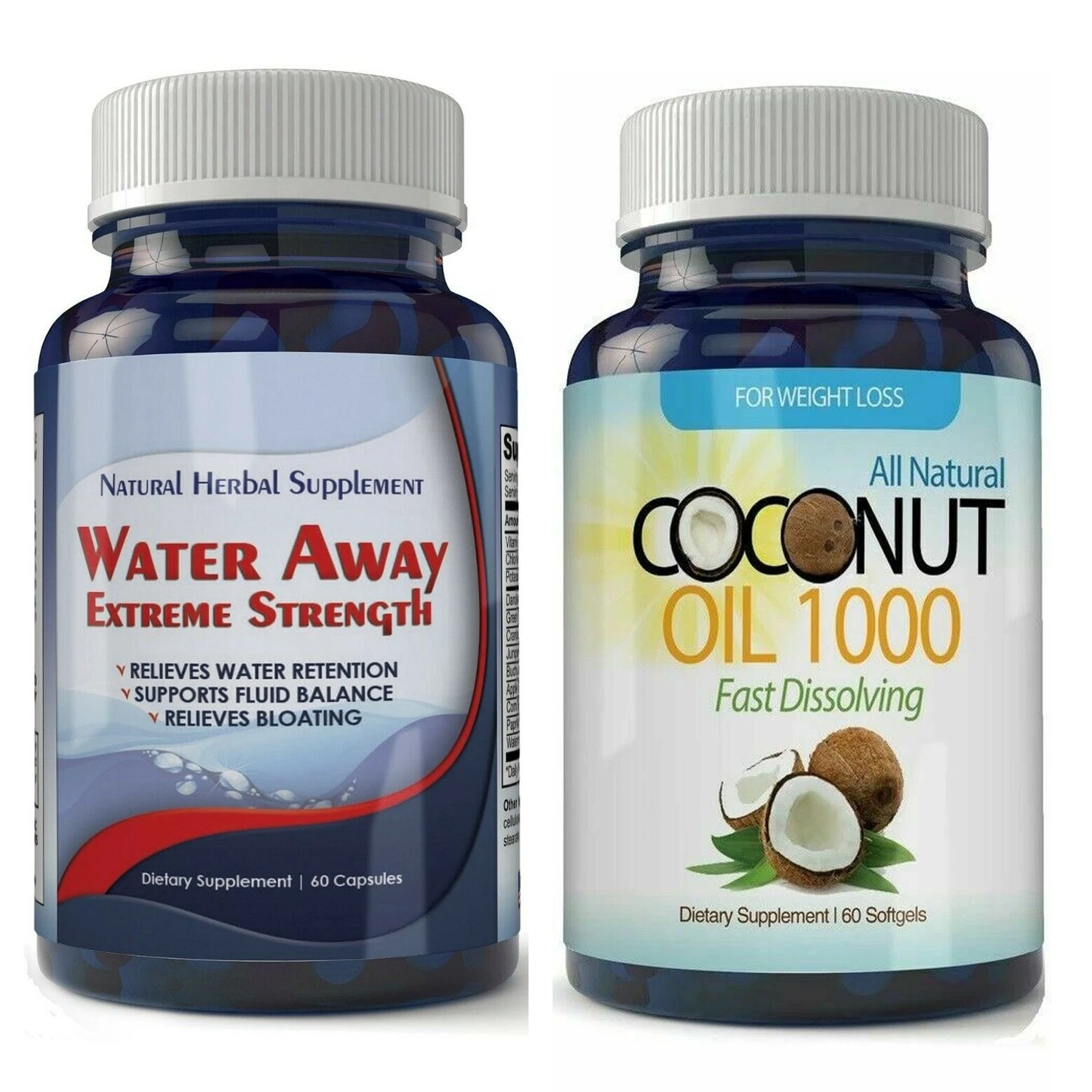 Water Away Supports Fluid Balance Capsules & Coconut Oil Weight Loss Softgels