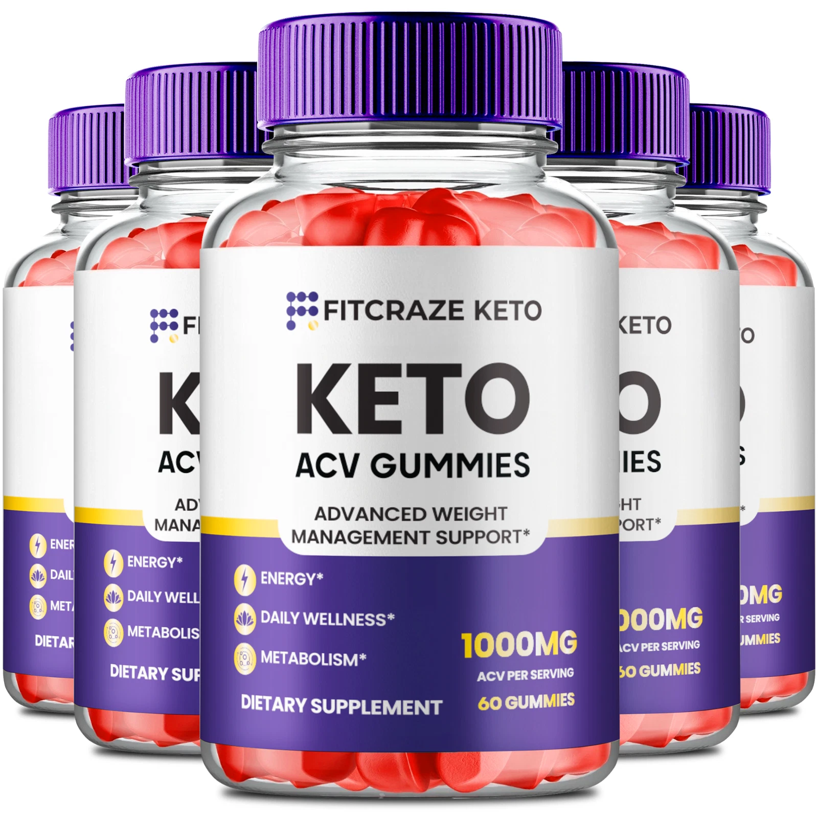 (5 Pack) FitCraze Keto ACV Gummies, Advanced Gummy to Boost Energy & Weight Loss