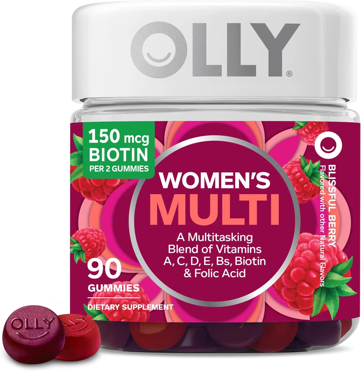 OLLY Women'S Multivitamin Gummy, Vitamins A, D, C, E, Biotin, Folic Acid, Adult