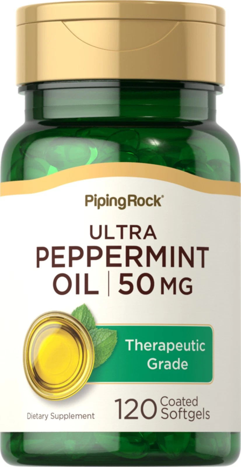 Peppermint Oil | 50mg | 120 Softgel Capsules | Non-GMO | by Piping Rock