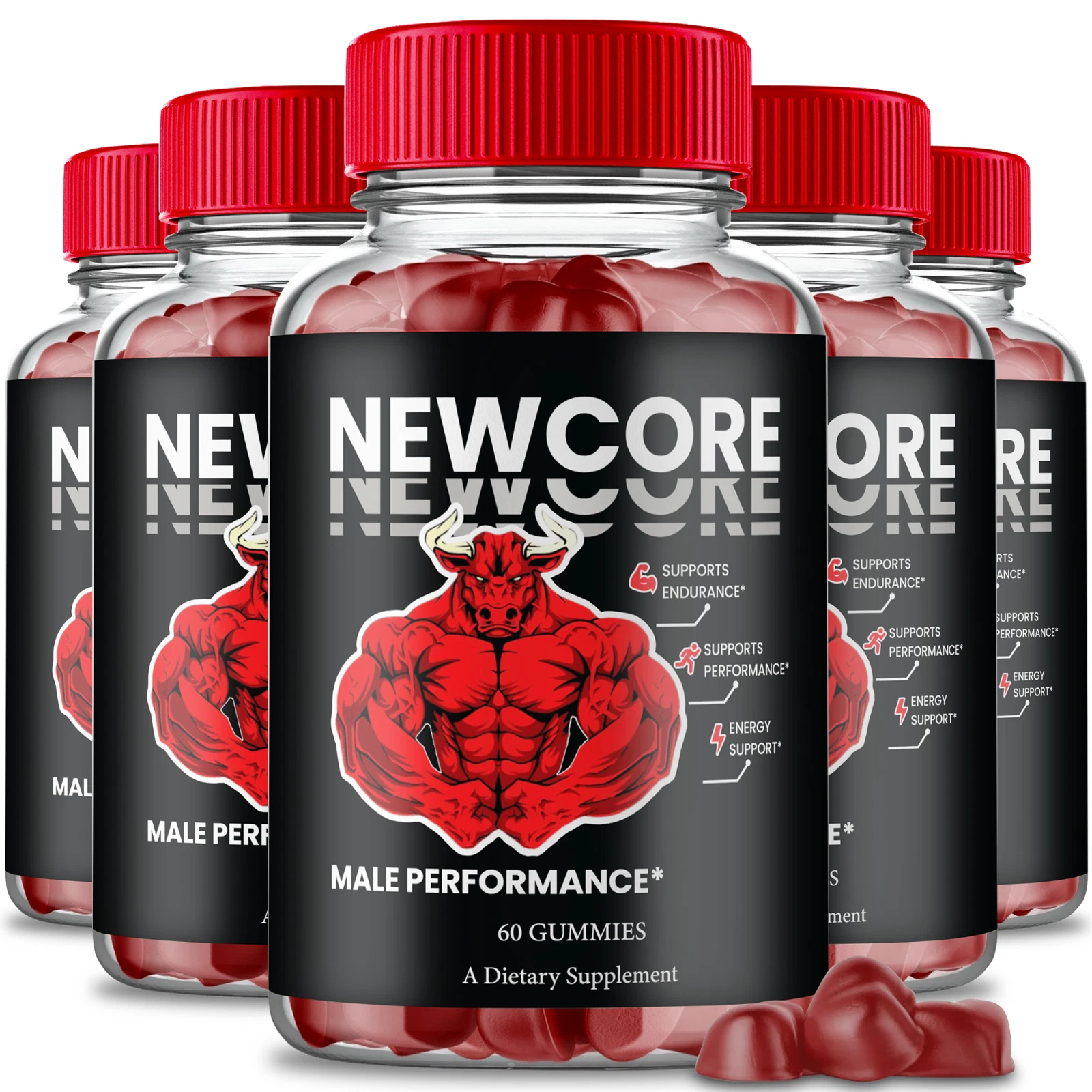 (5 Pack) Newcore Male Gummies, New Core Performance Gummy for Men