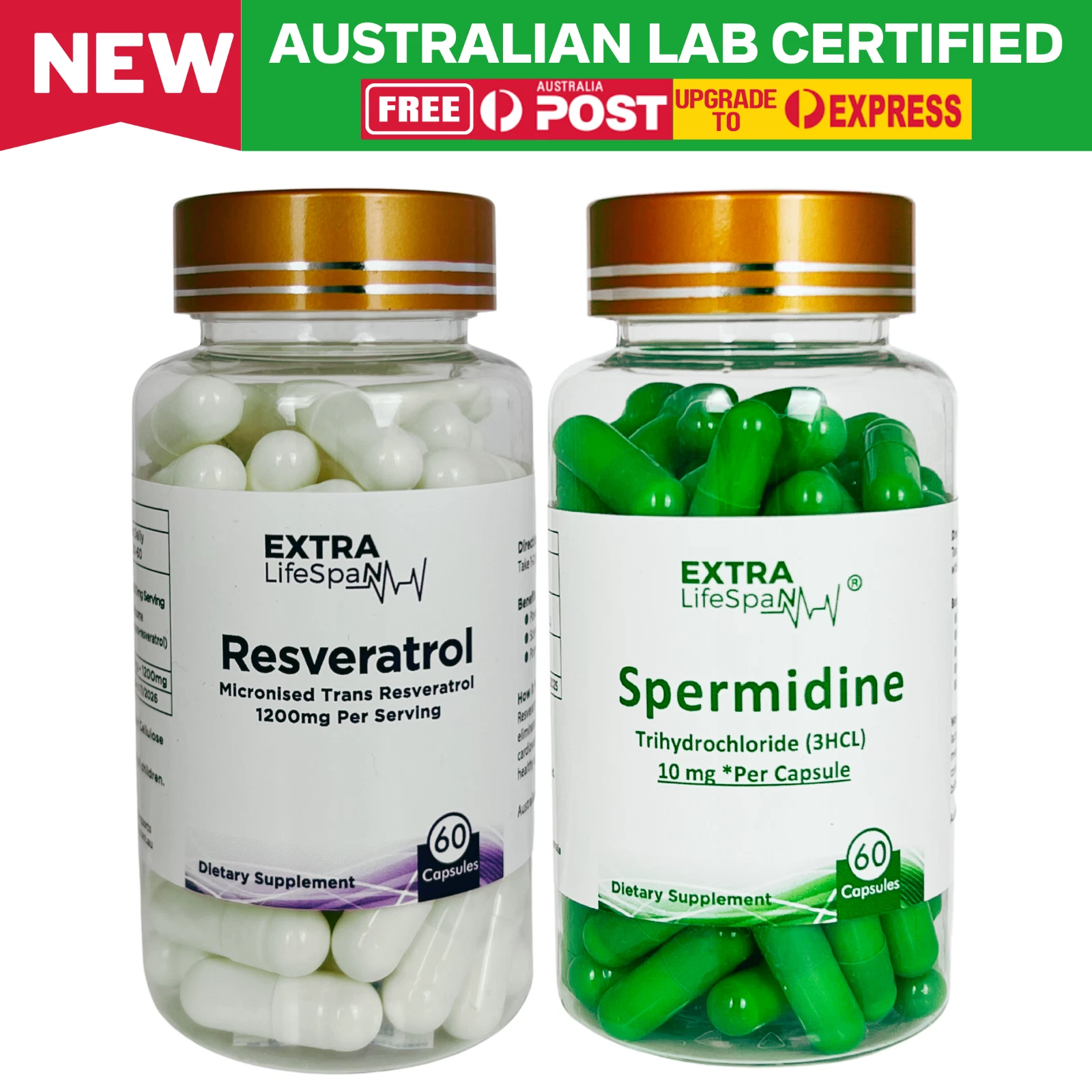 Spermidine Resveratrol Australia 60 Capsule Autophagy Anti Aging Supplements