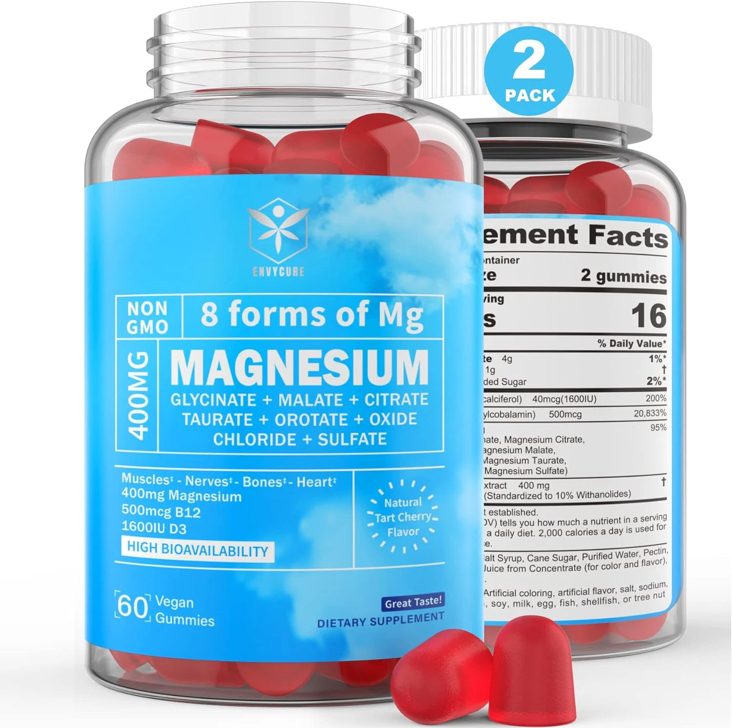 Magnesium Gummies 400Mg | as 8 Forms of Magnesium Glycinate, Malate, Citrate,...