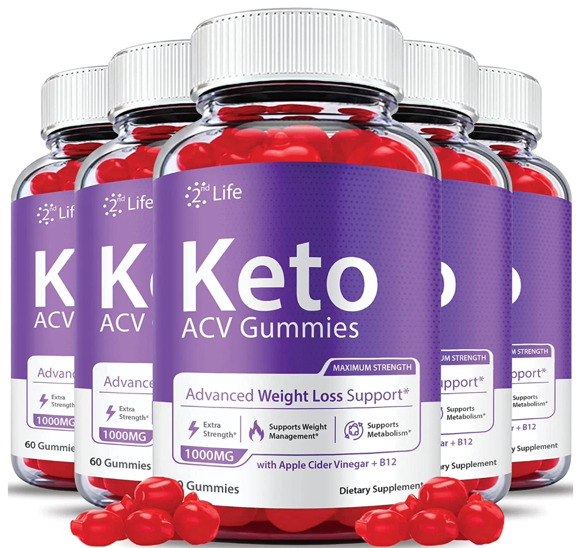 (5 Pack) 2nd Life Keto Gummies - 2nd Life Keto ACV Gummies Weight Loss-300 Gums