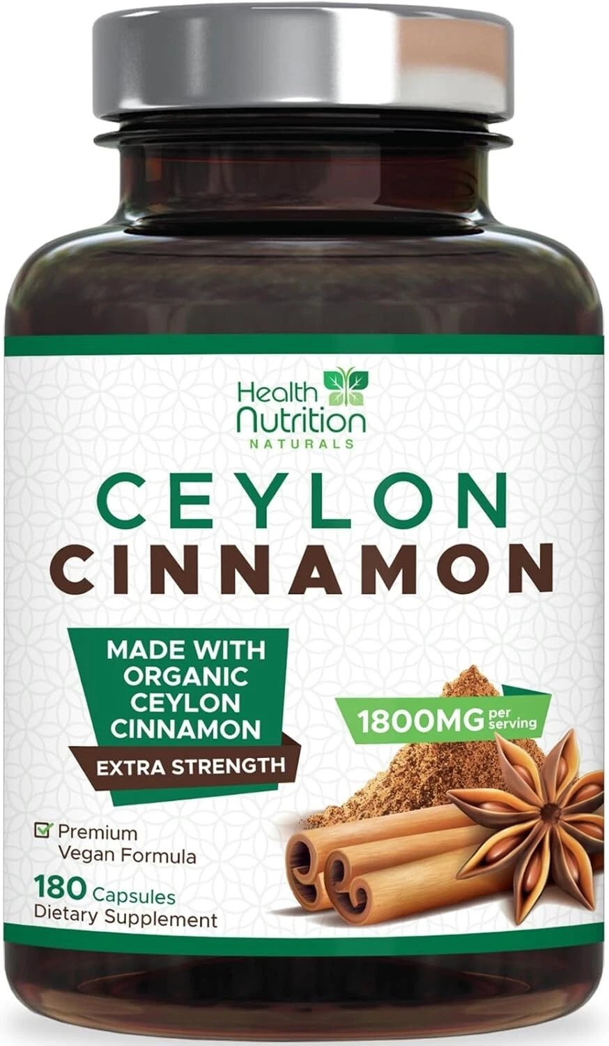 Pure Cinnamon Capsules, True Sri Lanka Certified Organic Ceylon Cinnamon Pills