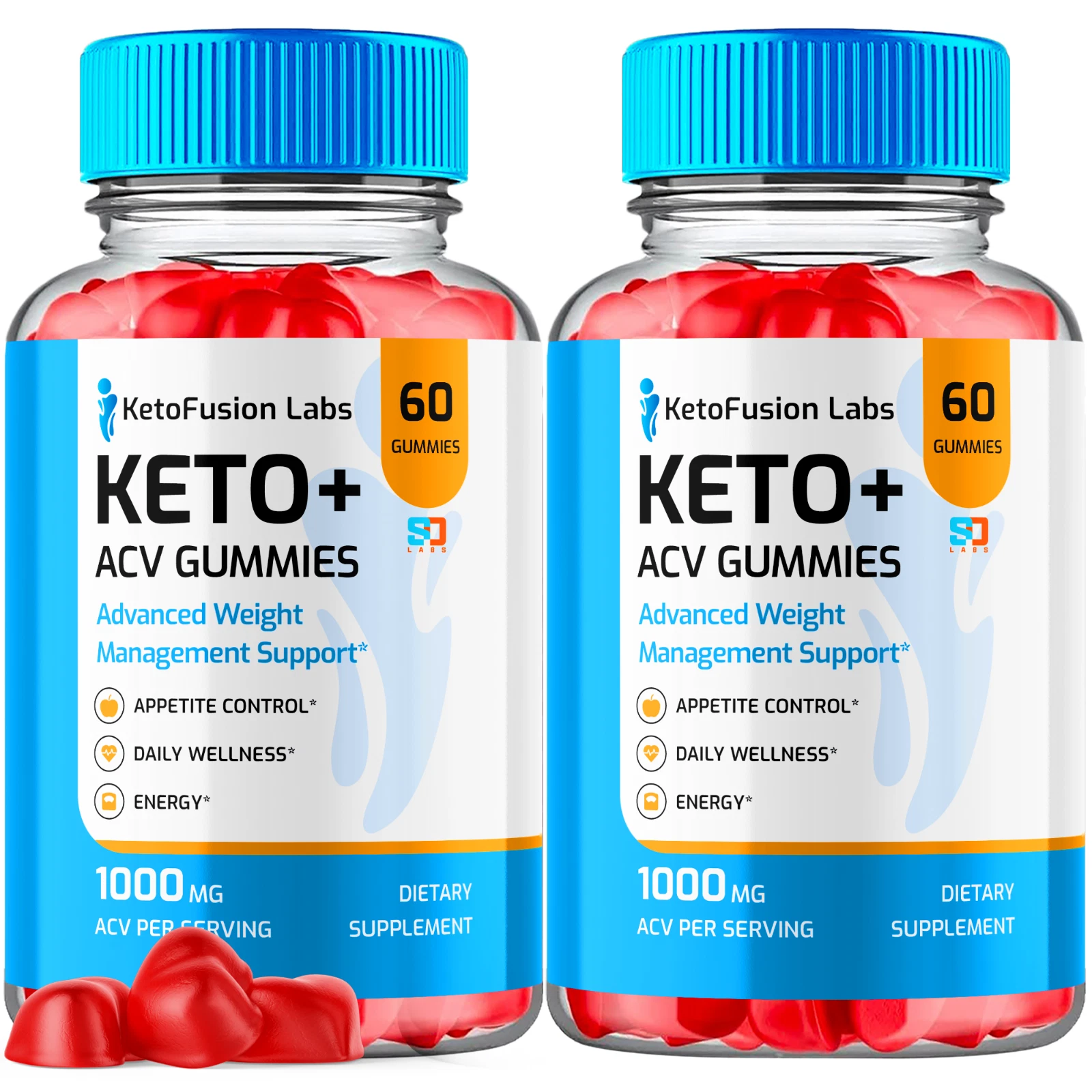 KetoFusion Labs Keto+ACV Gummies for Weight Management and Energy (2 Pack)