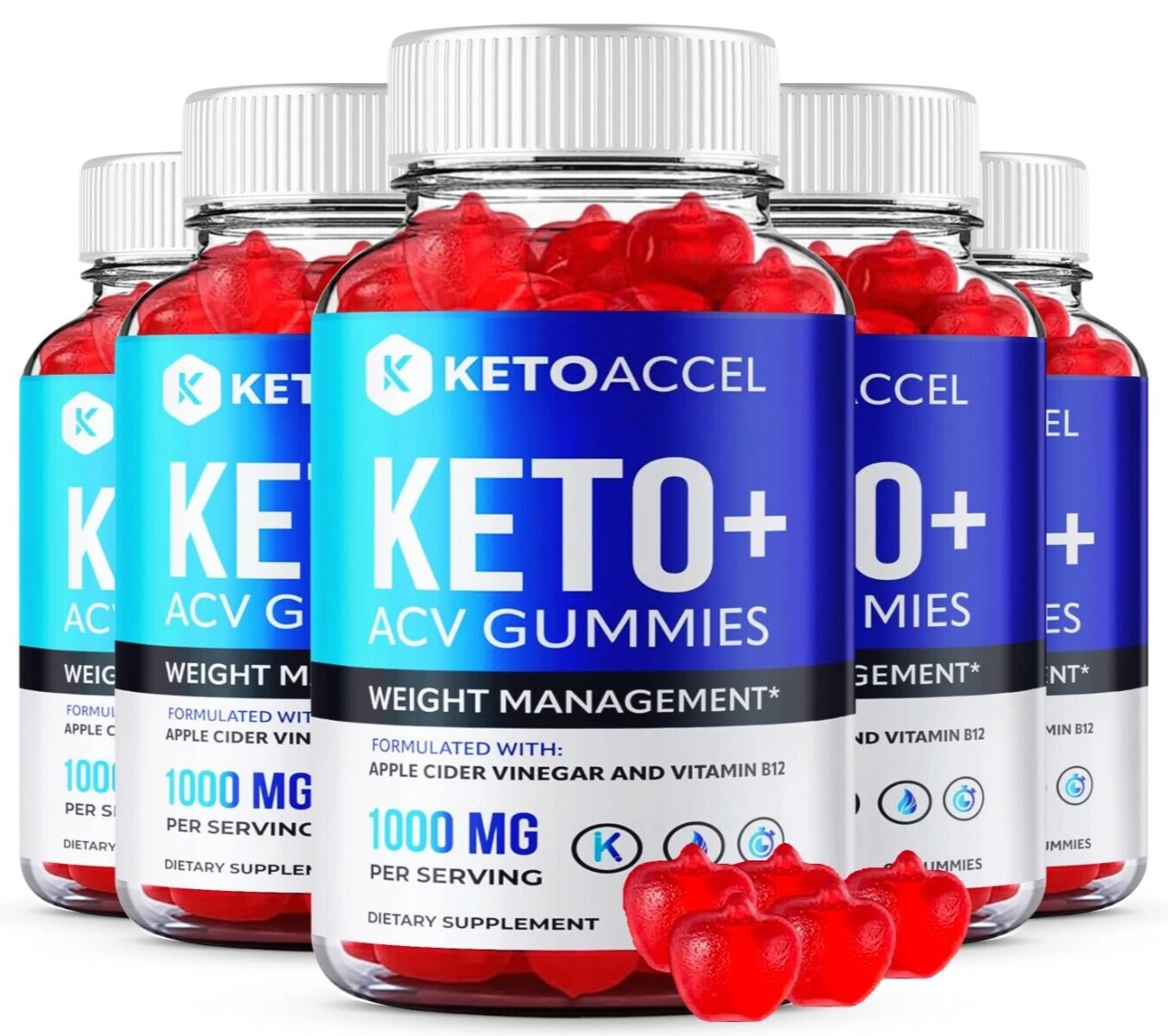 Keto Accel ACV Keto Chew Gummies for Weight Loss Management (300 Gummies) 5-Pack