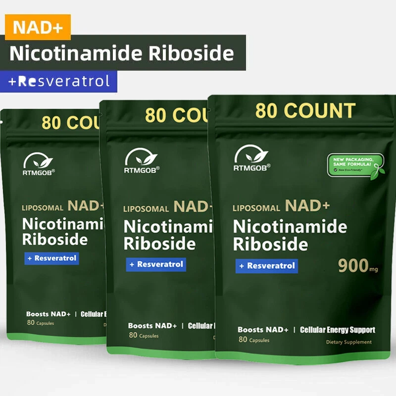 3X NAD+ Supplement for Anti Aging Energy Focus Nicotinamide Riboside Resveratrol