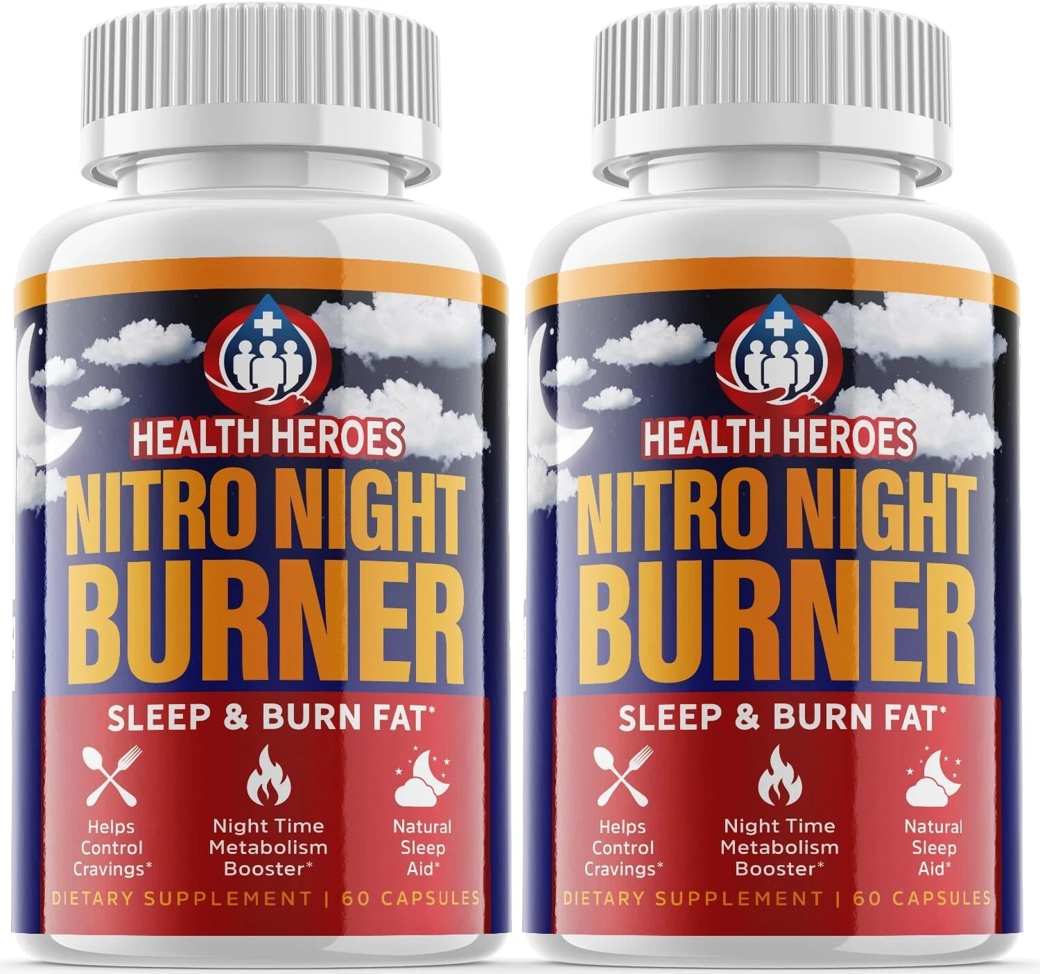 (2 Pack) Nitro Night Burner Capsules - Support Weight Loss, Fat Burn - 120 Pills