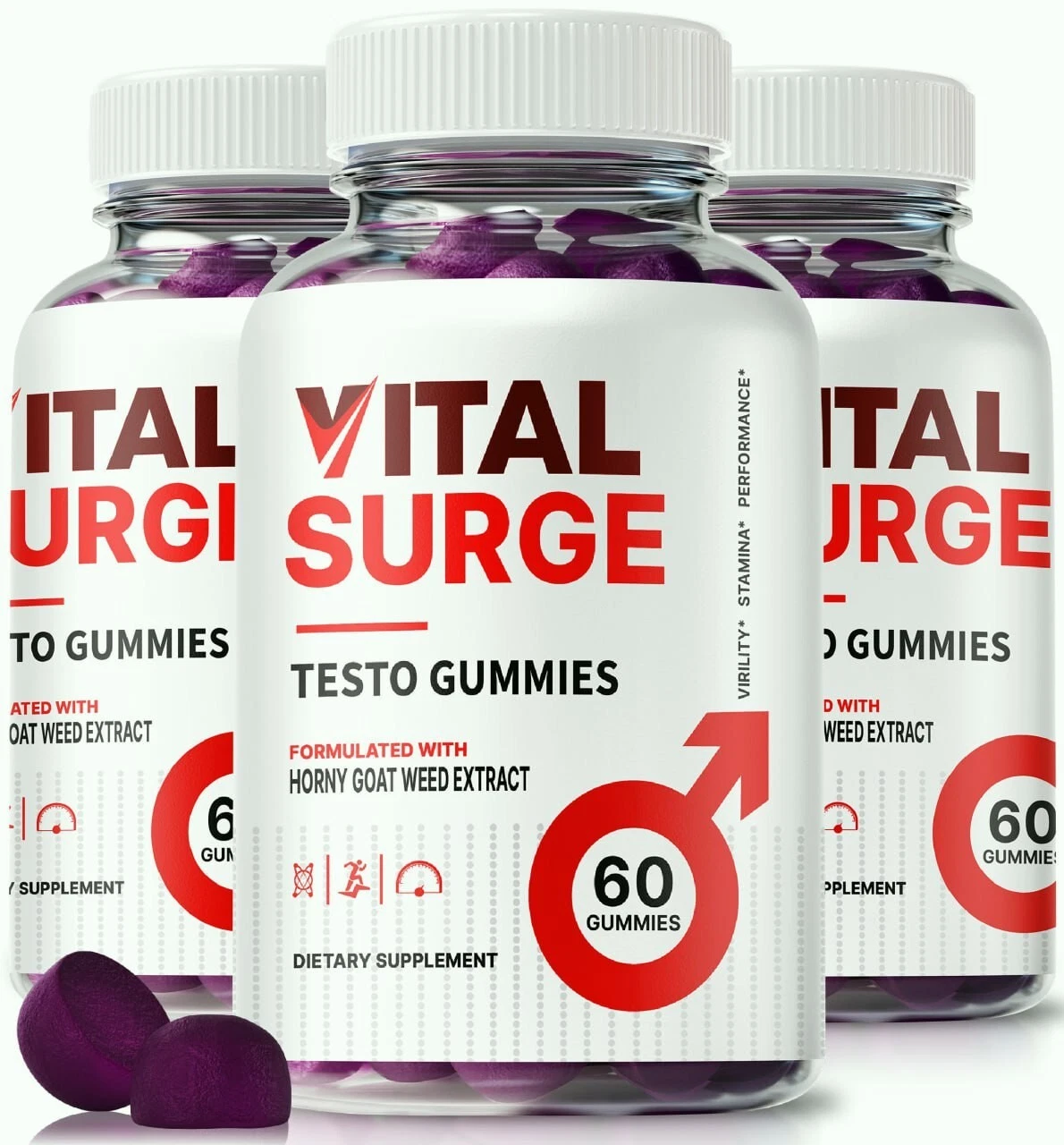 (3 Pack) Vital Surge Testo Gummies for Men, Vital Sure Male Gummy