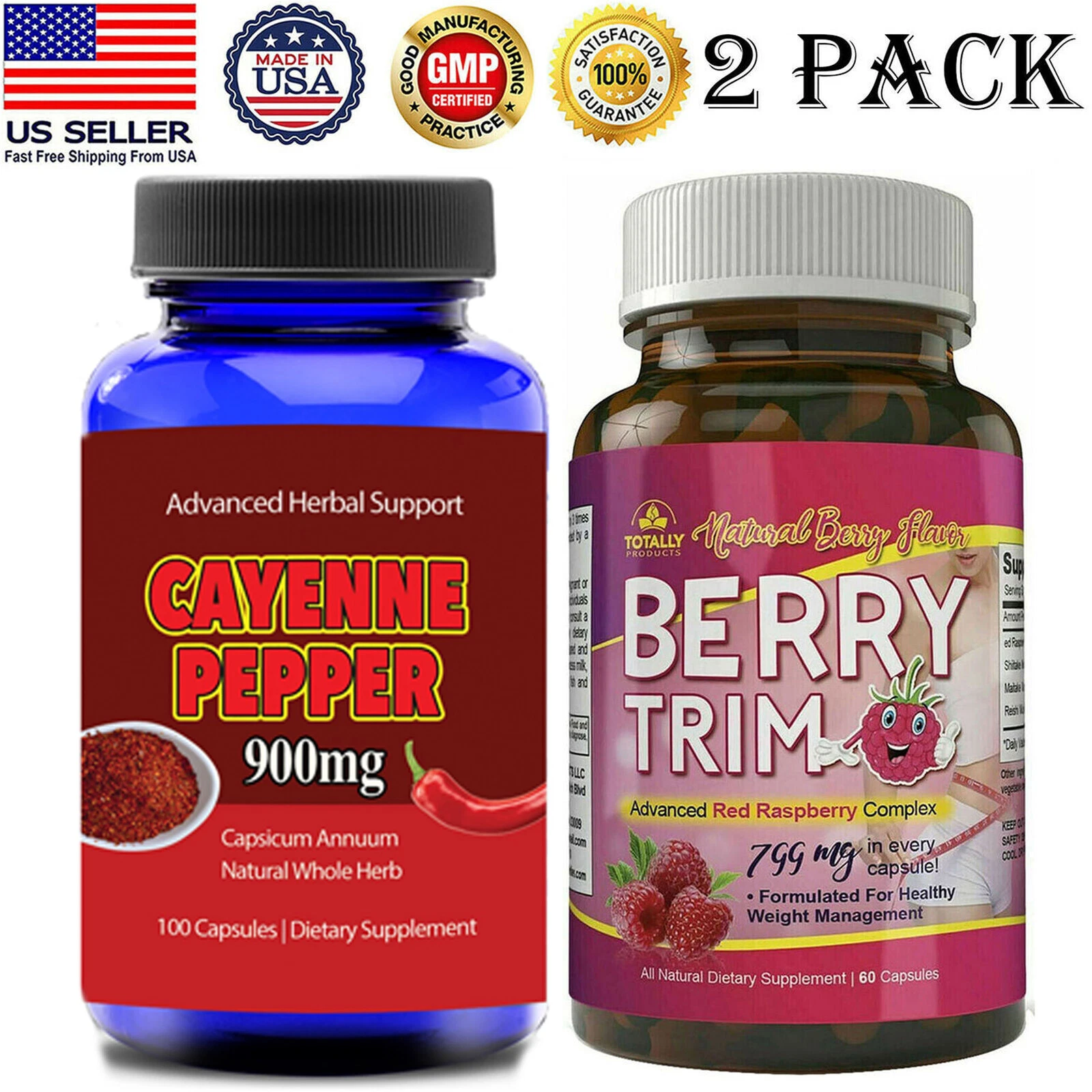 Cayenne Pepper Weight Loss Capsules Raspberry Ketone Fat Burn Dietary Supplement