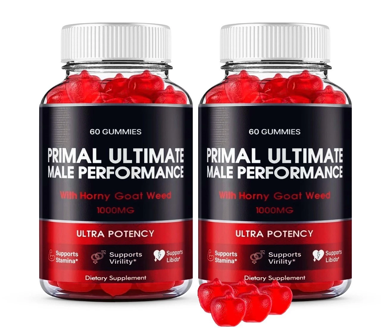(2 Pack) Primal Ultimate Male Performance Gummies, Enhancement Gummy for Men
