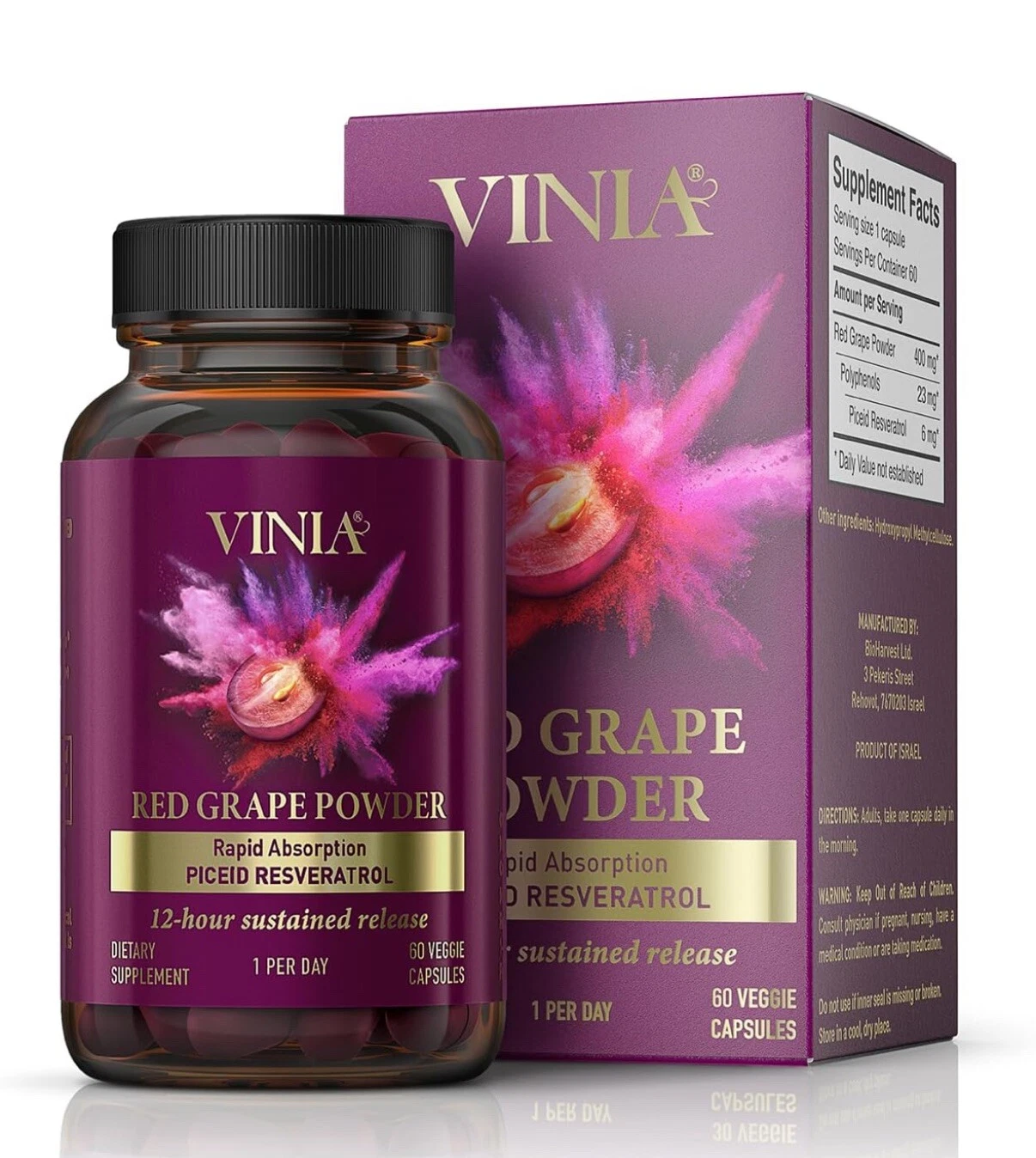 VINIA Sustainably Produced 12-Hour Sustained Release Rapid Absorption - 60 Caps