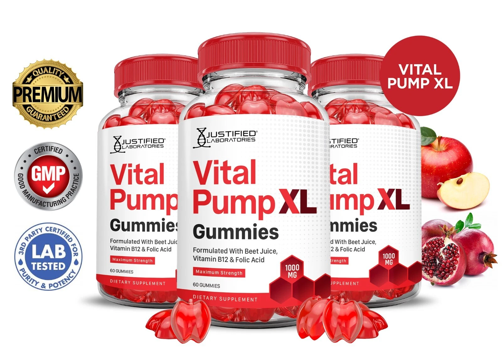 Vital Pump XL Performance Gummies 1000MG Advanced Formula For Men 3 Pack