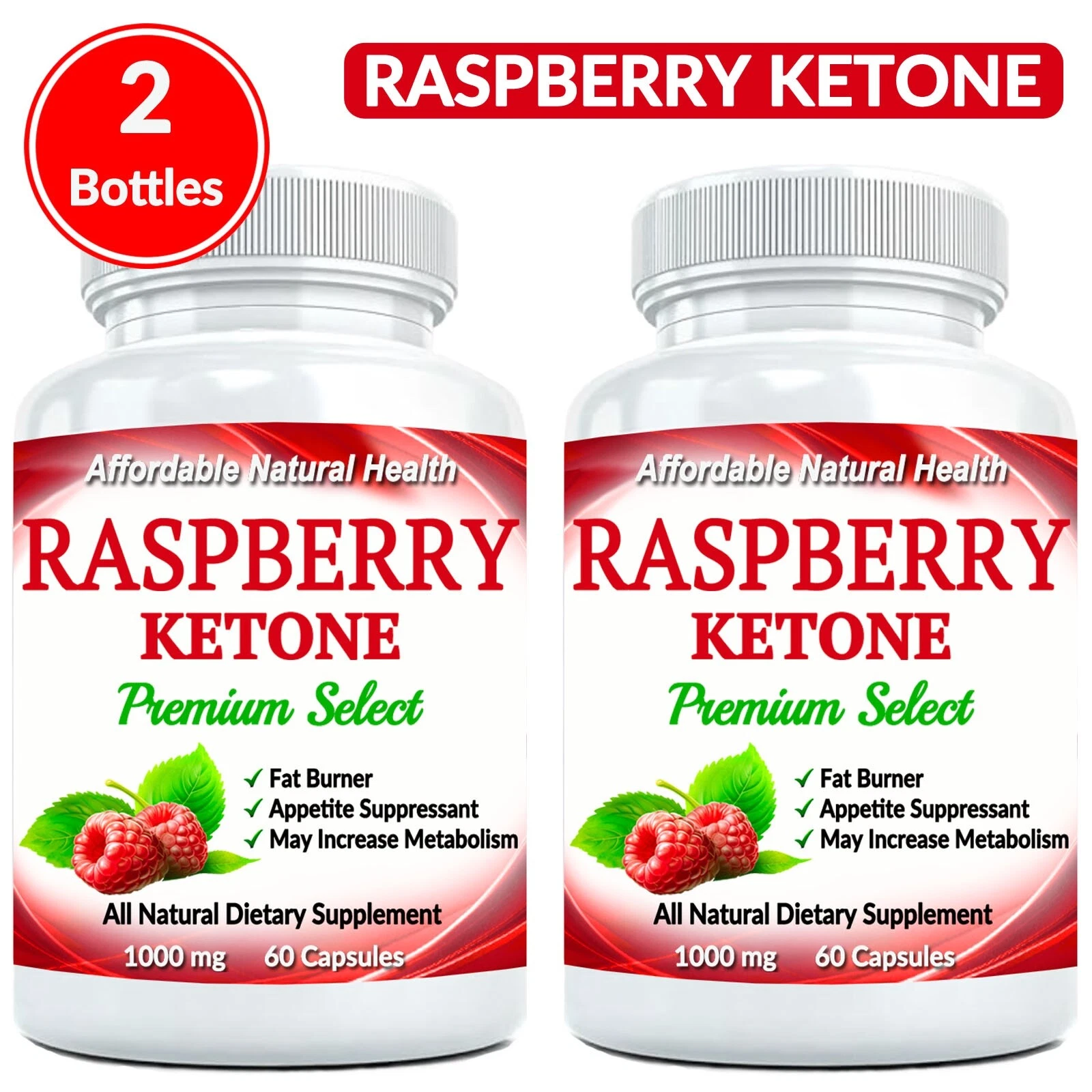 Pure Raspberry Ketone Diet Pills Fat Burner Works Fast For Women and Men 1000 mg